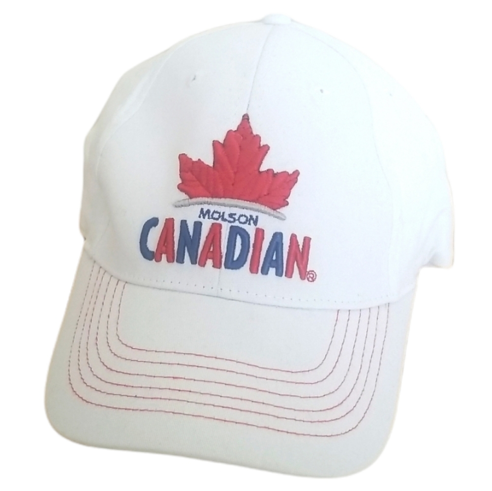 Canadian Embroidered White Cotton Cap Hat